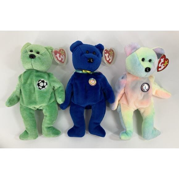 Ty Beanie Babies Bear Bundle (3pcs) Kicks, Clubby And B.B. Bear - Picture 1 of 16